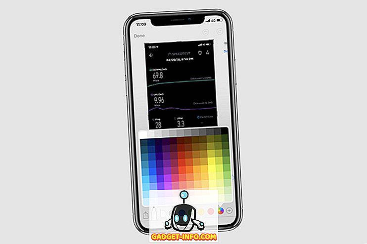 iOS 12의 스크린 샷 편집기에 색상 팔레트가 있습니다.