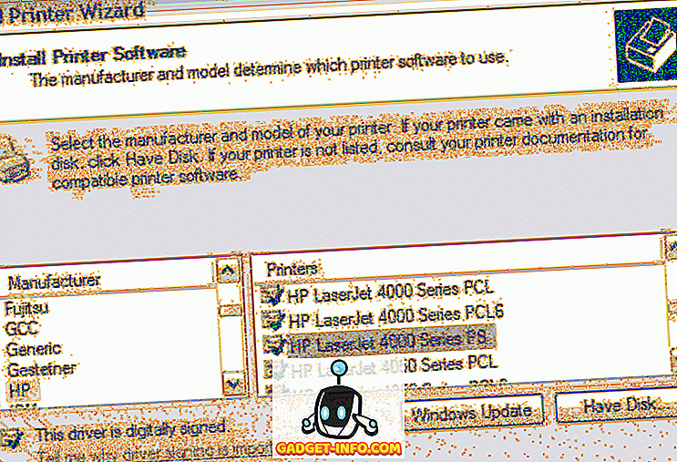 Připojení k síťové tiskárně v systému Windows XP