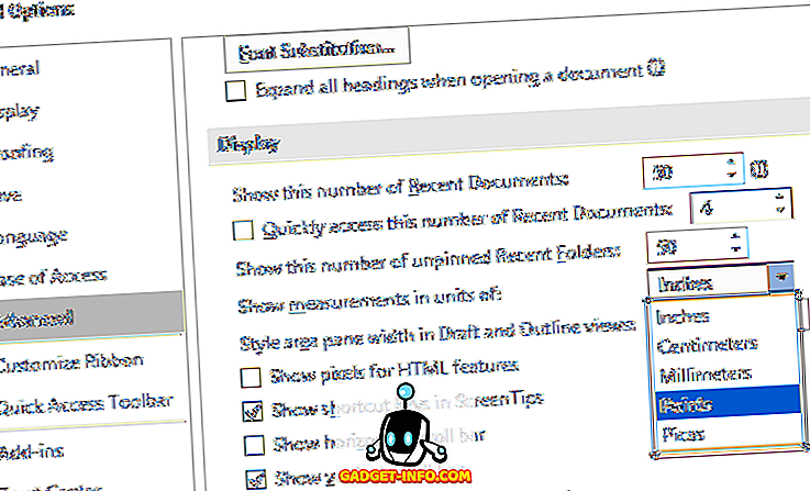 windows help - Zmeniť jednotky merania v programe Microsoft Word